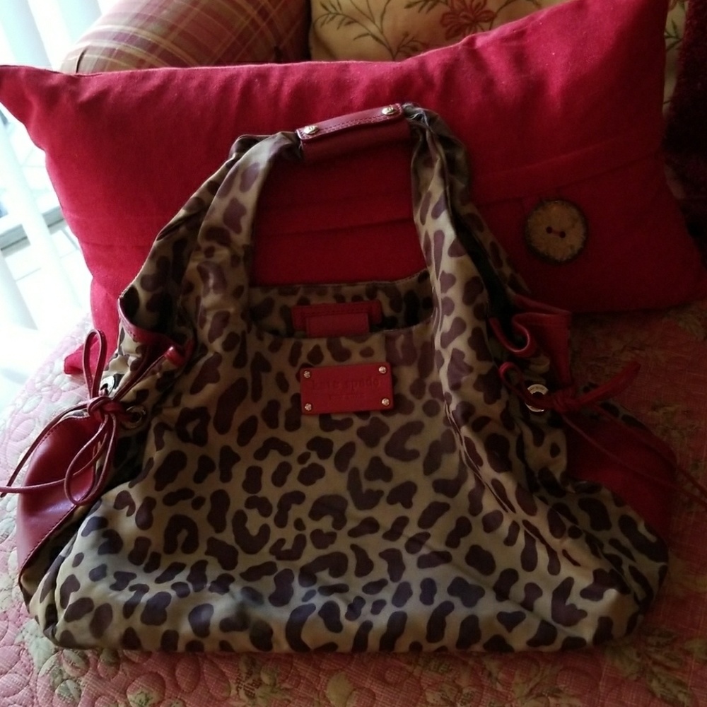 Adorable Genuine leather/silky canvas bag
